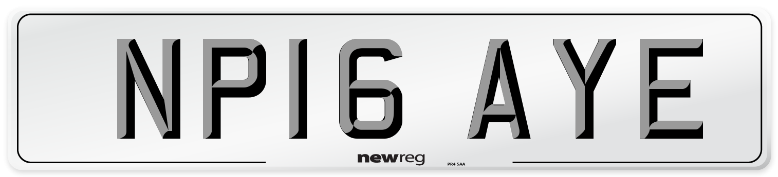 NP16 AYE Number Plate from New Reg